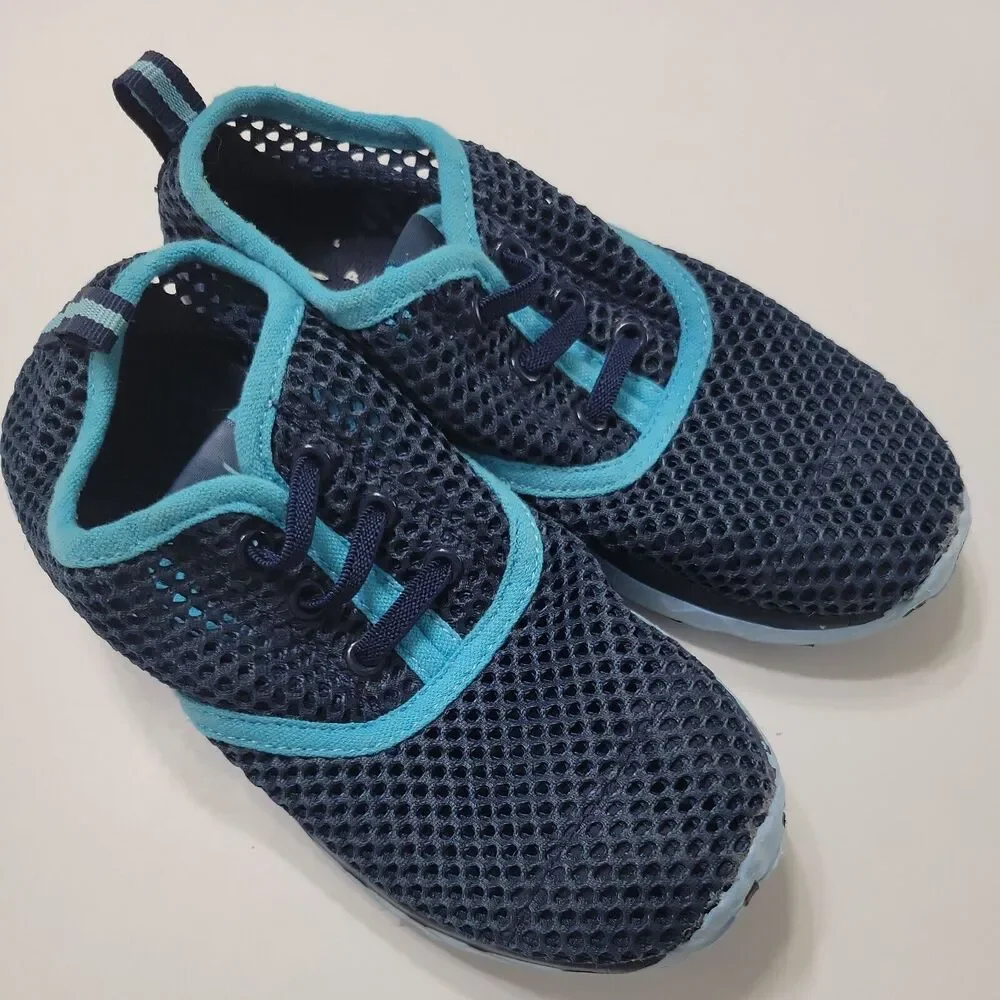 Aleader Adventure Water Shoes Girls Size 2 Blue Mesh Barefoot‎ Lace Up Comfort